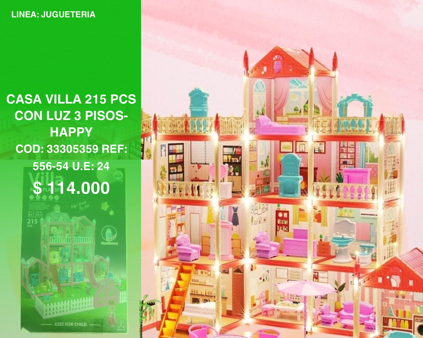 Casa villa 215 PCS con luz 3 pisos