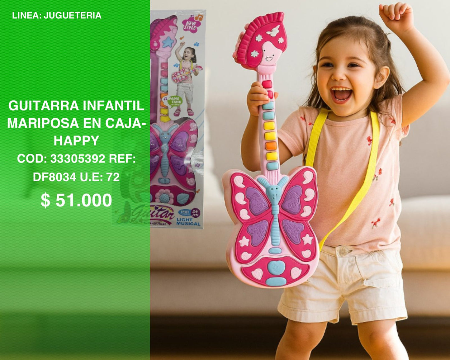 Guitarra infantil mariposa