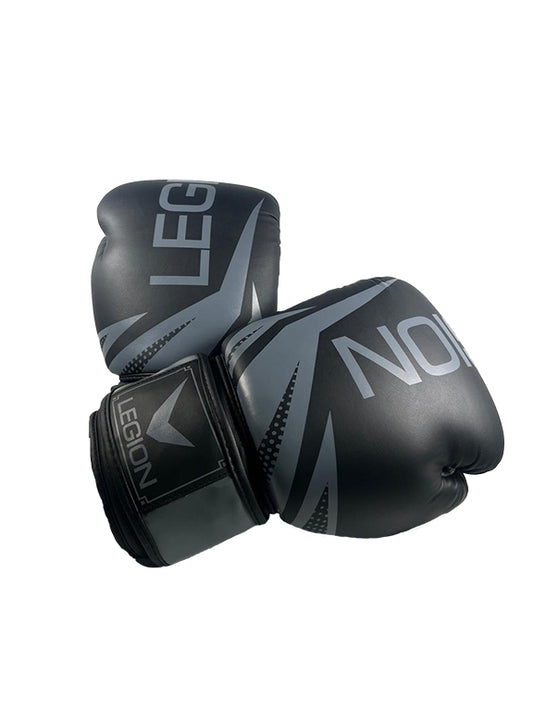 GUANTES DE BOXEO LEGI0N NEGRO GRIS PLATEADO