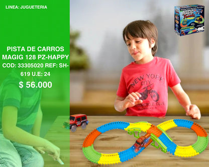 Pista de carros magia 128pz