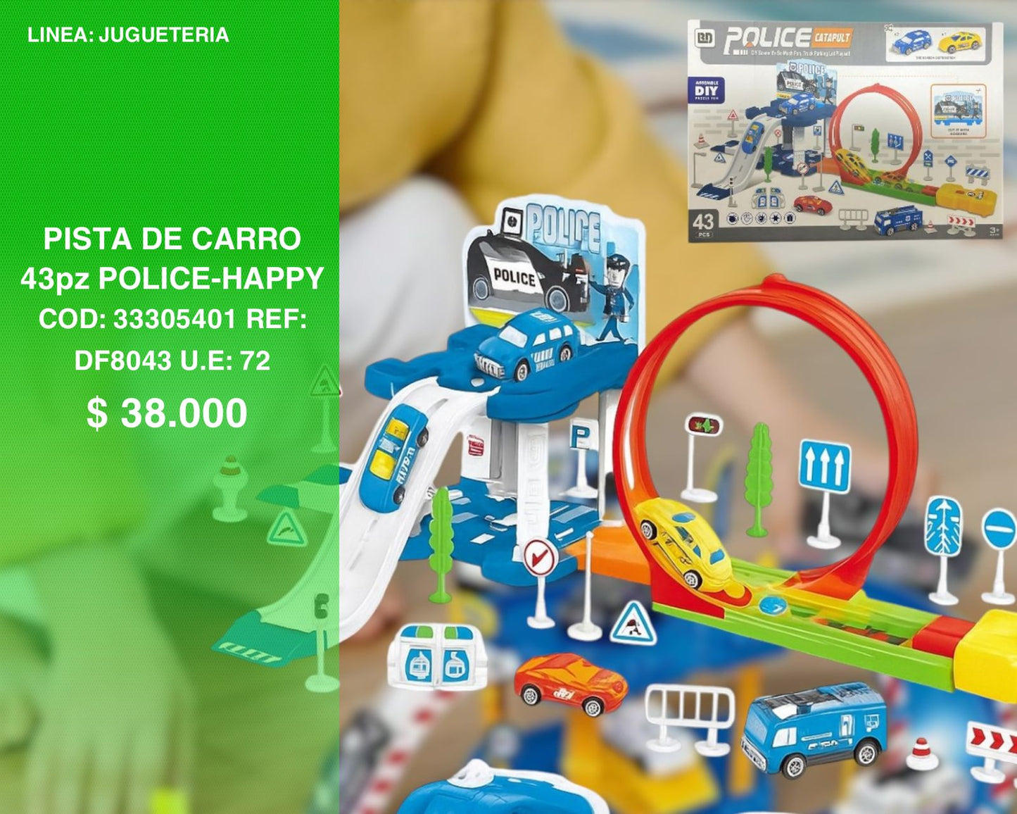 Pista de carro 43pz police