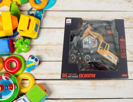 Retro excavadora control en caja