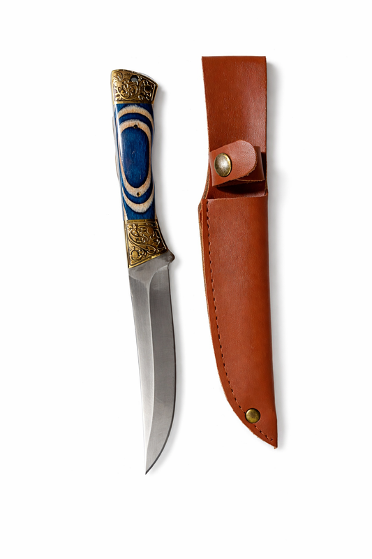 Cuchillo de Caza Hoja Fija con Funda de Cuero